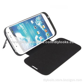 Power Bank Case with Front Leather Cover and Holder for Samsung Galaxy SIV/i9500